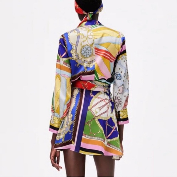 Zara lion print belt y2k 2000s fashion vintage, short printed mini dress XS - Picture 3 of 15